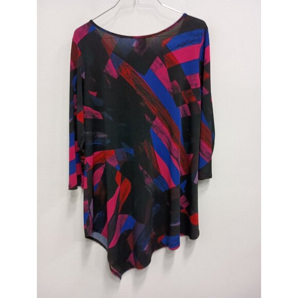 Clara Sun Woo Womens Tunic Top Small Multi Abstract Art Liquid Knit Angled Hem - Picture 5 of 6